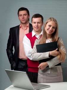 Two Men And Woman Working Royalty Free Stock Photography Two Men And Woman Working Royalty Free Stock Photography
