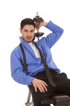 Business Man Weights Over Shoulder Stock Image Business Man Weights Over Shoulder Stock Image
