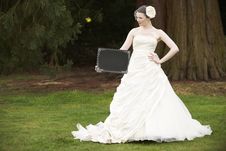 Bride And Blank Board Royalty Free Stock Photo Bride And Blank Board Royalty Free Stock Photo