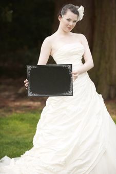 Bride And Blank Board Stock Photography Bride And Blank Board Stock Photography