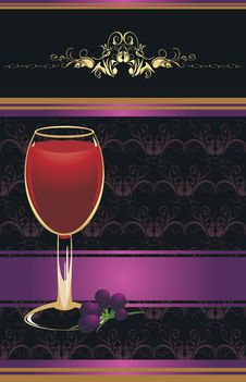 Glass Of Red Wine With A Vine. Wrapping Stock Photos Glass Of Red Wine With A Vine. Wrapping Stock Photos