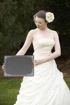 Bride And Blank Board Royalty Free Stock Photo Bride And Blank Board Royalty Free Stock Photo