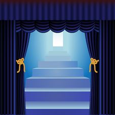 Blue Curtains With Staircase Royalty Free Stock Images Blue Curtains With Staircase Royalty Free Stock Images