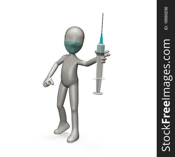 Doctor holding a syringe. 3d render