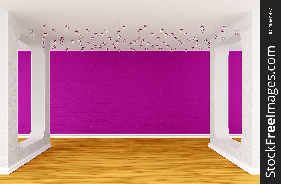 Modern purple empty gallery's hall