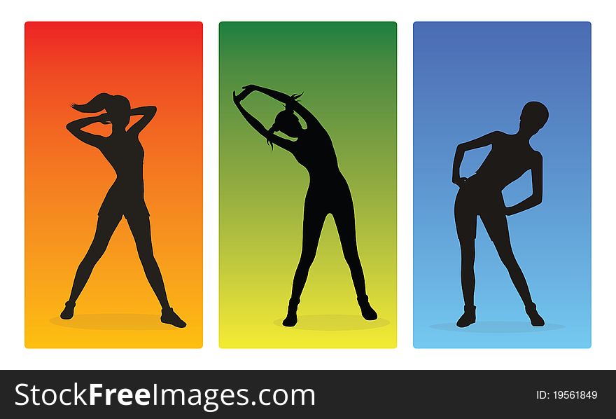 Fitness girls silhouettes