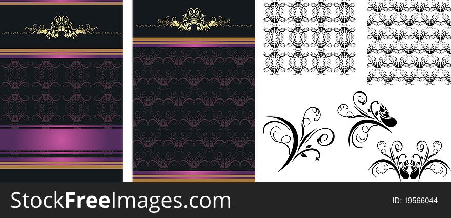 Set of decorative backgrounds for design. Illustration