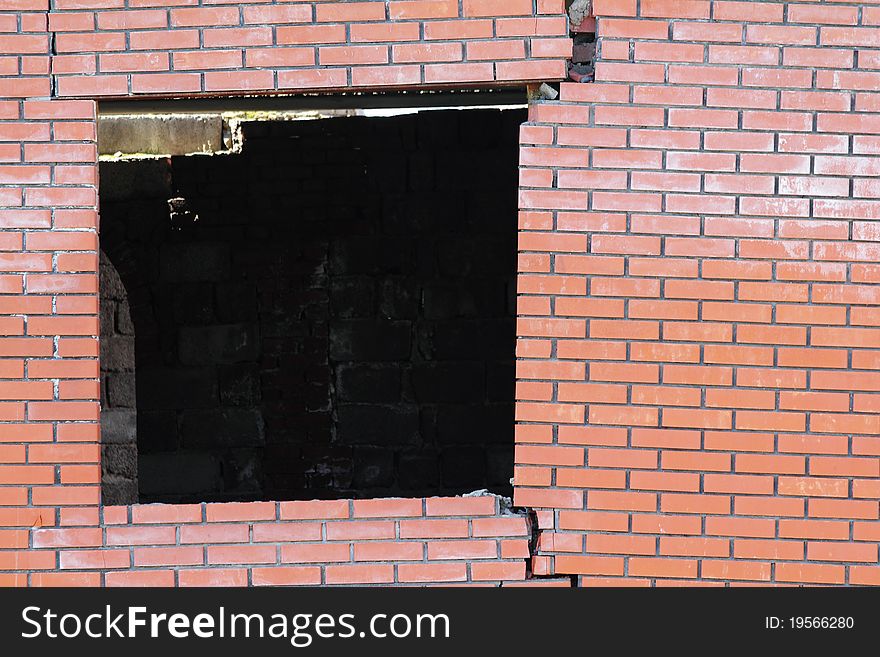 Crack and the destruction of walls of a house of bricks. Crack and the destruction of walls of a house of bricks