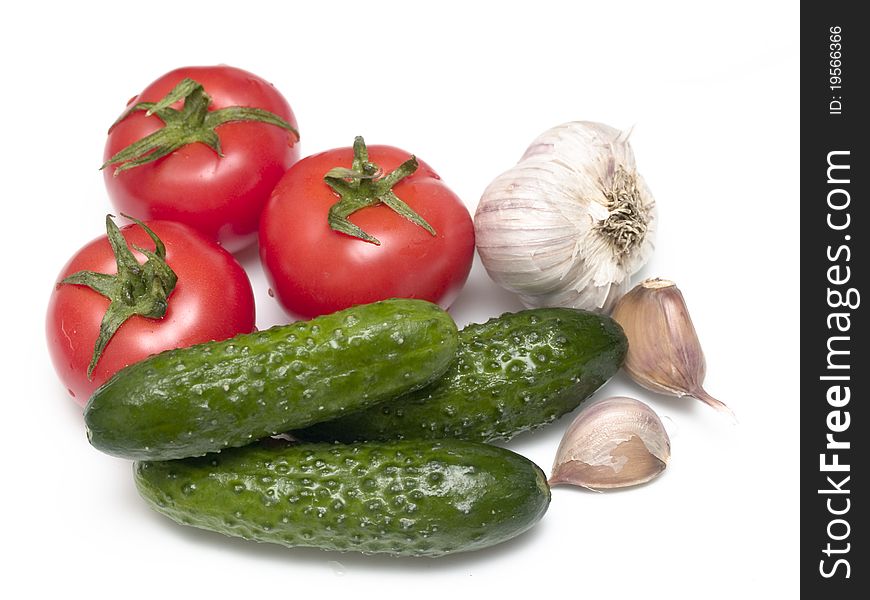 Rural vegetables on a white background