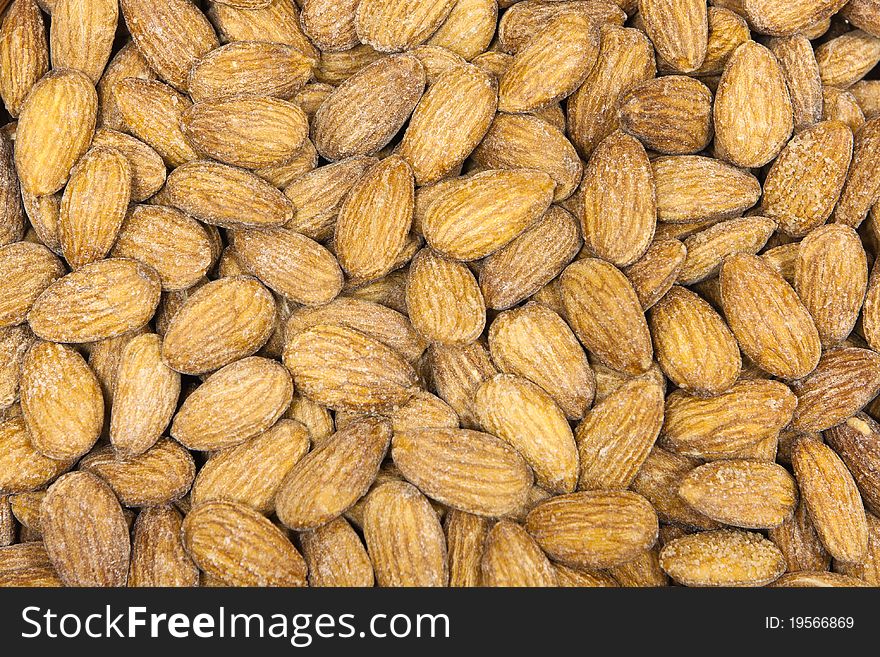 The almonds background. closeup macro