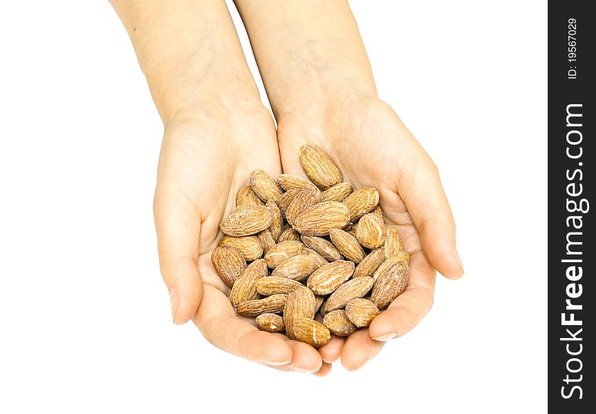 Almonds in women's hands