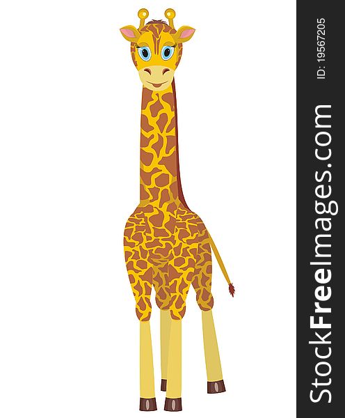 Illustration of cartoon giraffe on white background