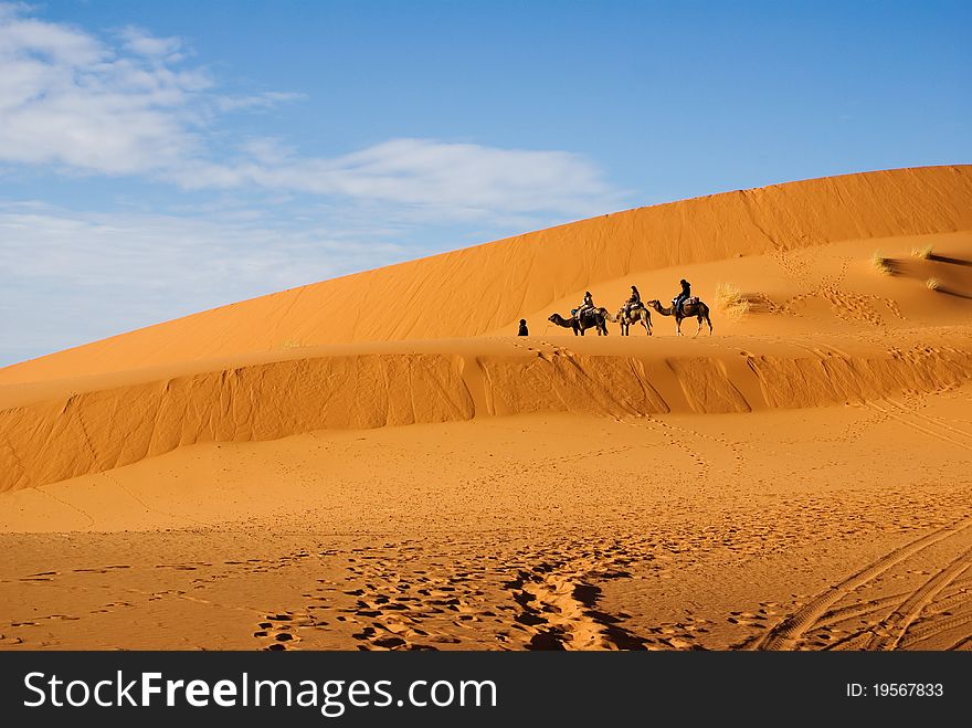 Background of sand and blue sky. Background of sand and blue sky