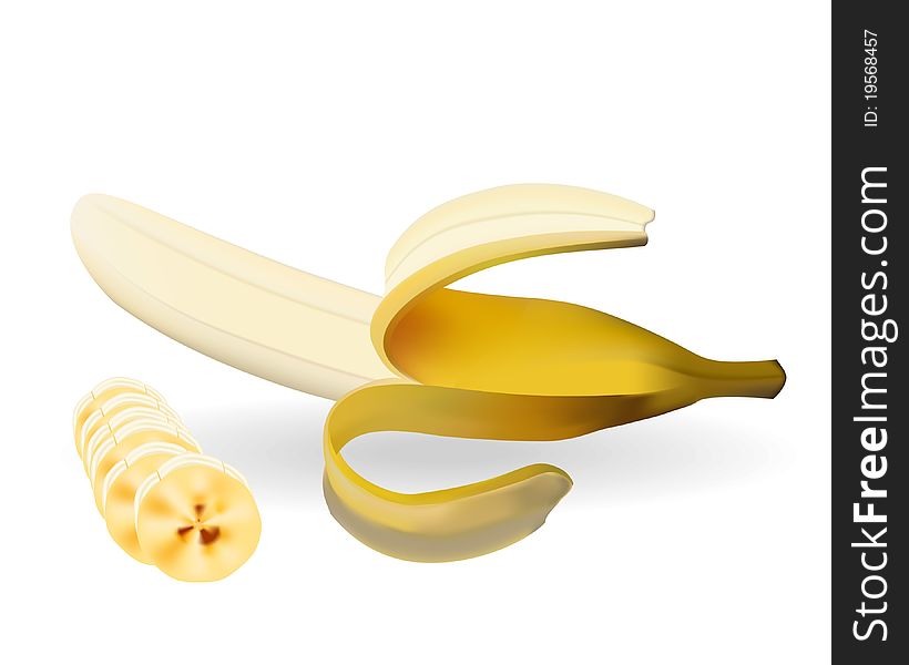 Bananas and shadow on a white background. Bananas and shadow on a white background