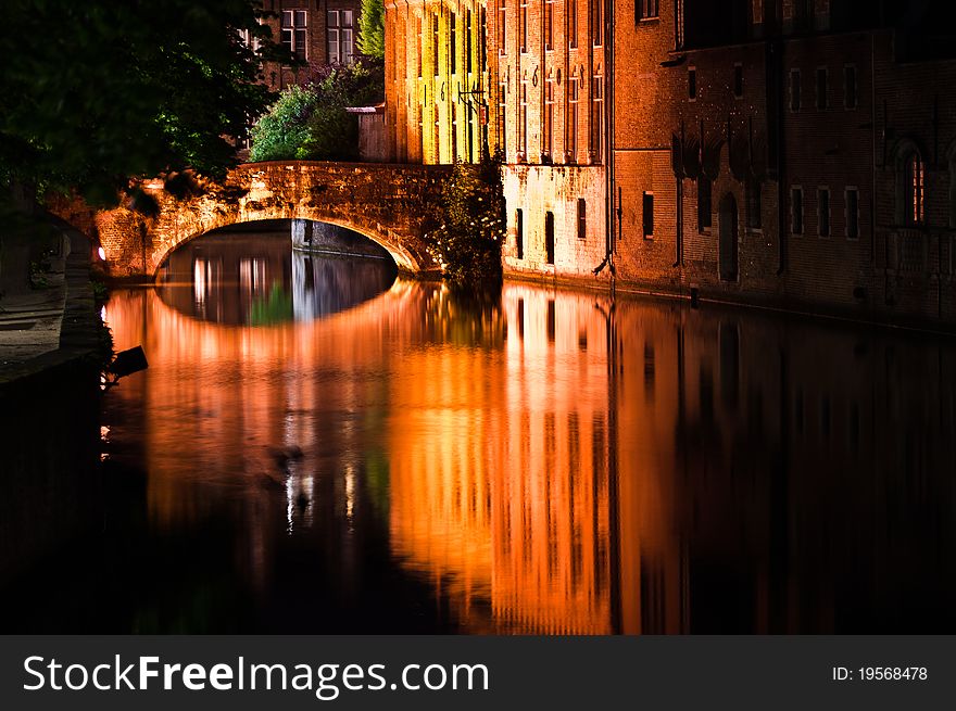 Beautiful colors in brugge by night