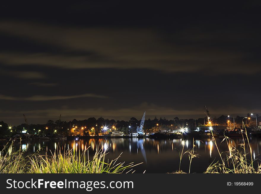 Night water view near Anzac bridge, Sydney Australia. Night water view near Anzac bridge, Sydney Australia