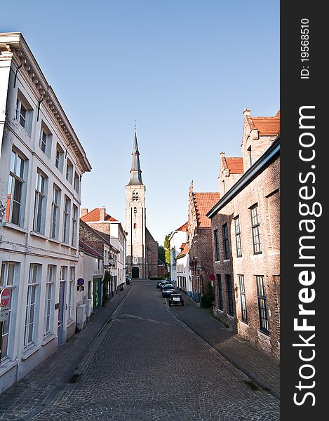 Beautiful street with buildings in brugge. Beautiful street with buildings in brugge