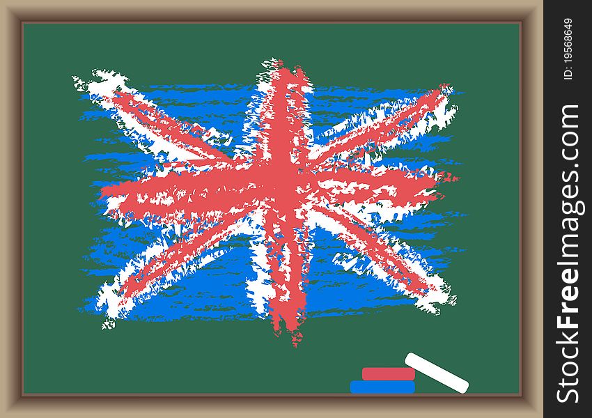 Flag of England on a blackboard