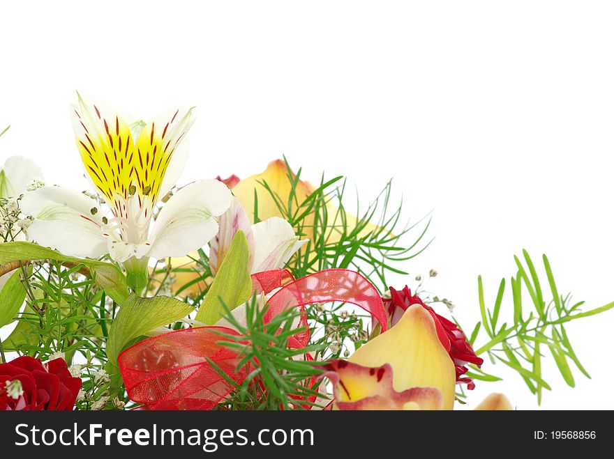 Bouquet of flowers on white