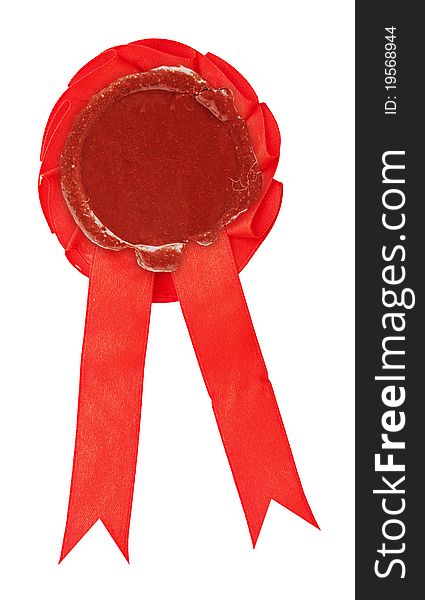 Sealing wax with ribbons. isolated on white