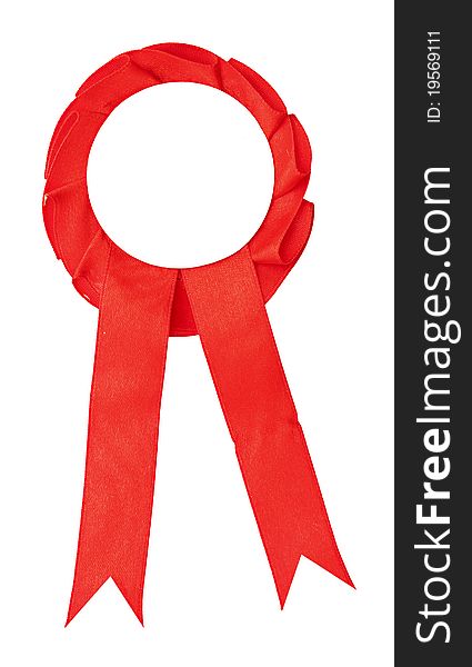 A red ribbon is a symbol for success and first prize. isolated on white