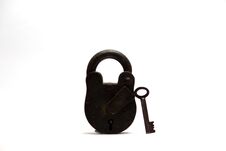 Lock And Key Combination On White Background. Royalty Free Stock Photo