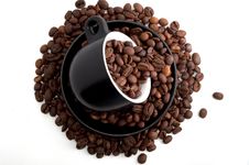 Coffee Mug With Coffee Beans Royalty Free Stock Photography Coffee Mug With Coffee Beans Royalty Free Stock Photography