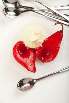 Poached Pears With Ice Cream Royalty Free Stock Photo Poached Pears With Ice Cream Royalty Free Stock Photo