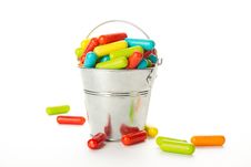 Colored Candy In The Bucket Royalty Free Stock Image Colored Candy In The Bucket Royalty Free Stock Image