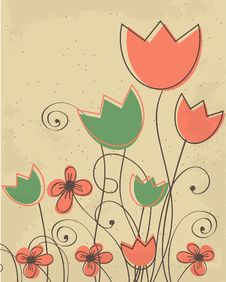 Vintage Card With Multicolored Heraldic Flowe Royalty Free Stock Image Vintage Card With Multicolored Heraldic Flowe Royalty Free Stock Image