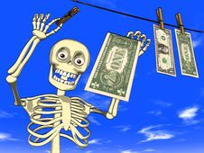 Money Laundering - Cartoon Of Skeleton With Dollar Royalty Free Stock Images Money Laundering - Cartoon Of Skeleton With Dollar Royalty Free Stock Images