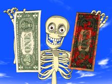 Money Laundering - Cartoon Of Skeleton With Dollar Stock Photography Money Laundering - Cartoon Of Skeleton With Dollar Stock Photography