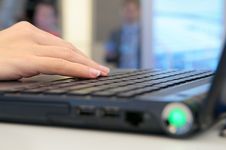 Hand On The Laptop Keyboard. Stock Photography