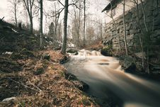 Spring Flood Running Past Old Smeltery Stock Photography Spring Flood Running Past Old Smeltery Stock Photography