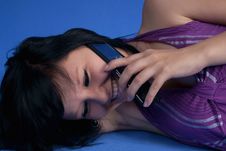 Girl Talking On Her Mobile Phone Laughing Stock Images