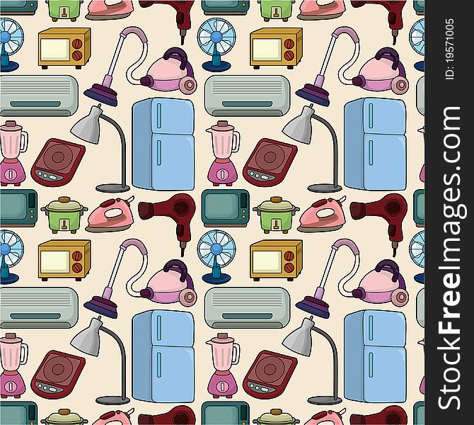 Seamless cartoon home appliance pattern