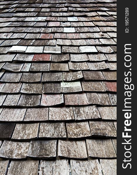 Old worn shingle roof pattern