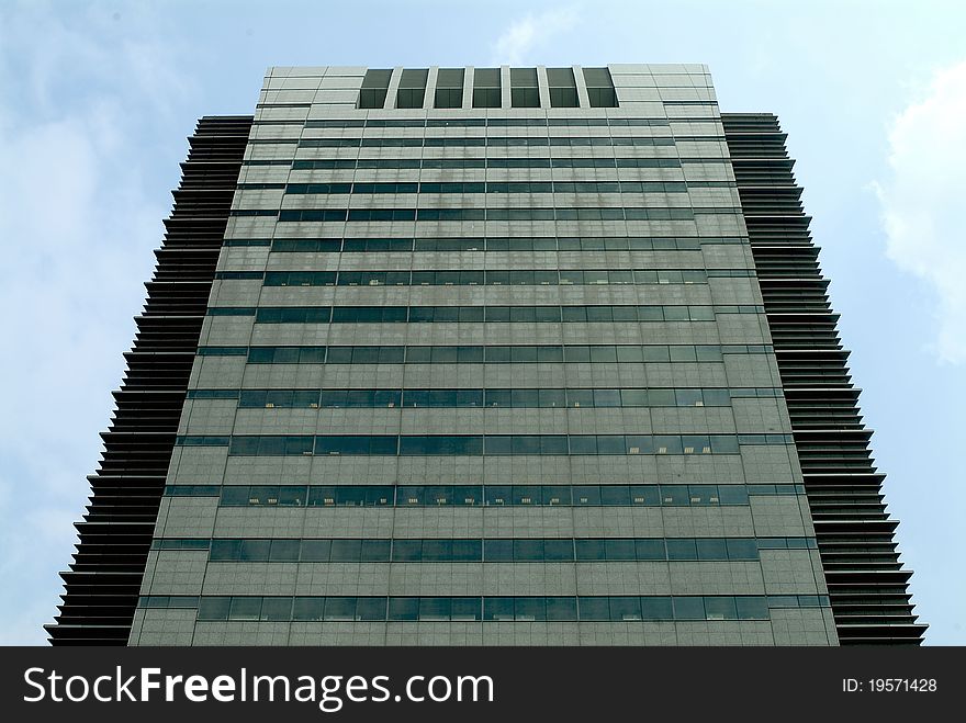 Modern commercial building front upward view