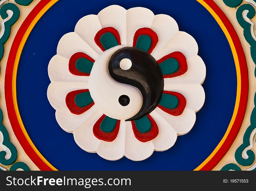 Colorful yin-yang sign in the chinese temple, Thailand