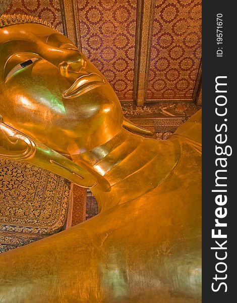 Reclining Buddha Wat Pho His bedroom is the largest and most beautiful in Thailand. Reclining Buddha Wat Pho His bedroom is the largest and most beautiful in Thailand