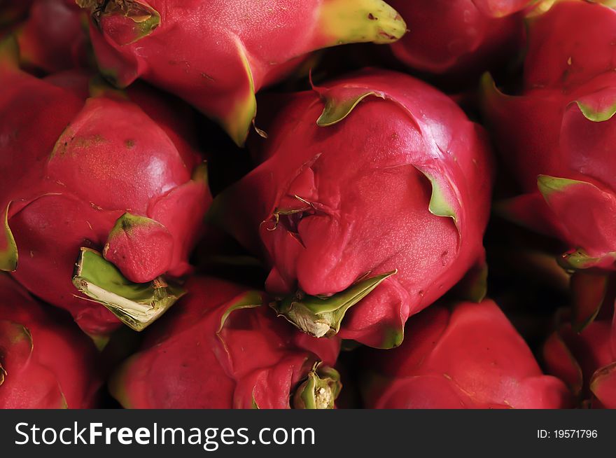 Fresh raw dragon fruit on the market