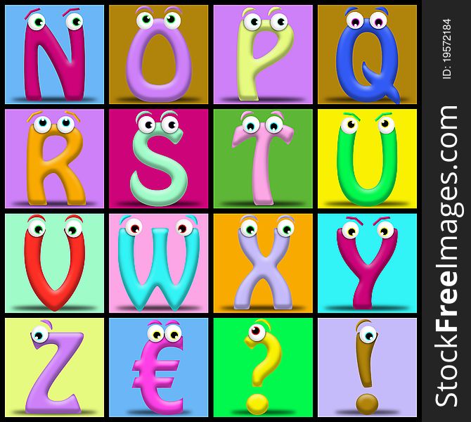 Funny cartoon alphabet. Useful also for educational or preschool books for kids