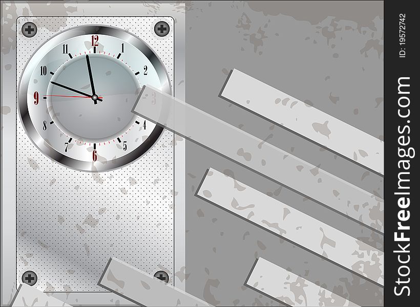 Grey background with classic clock. Grey background with classic clock