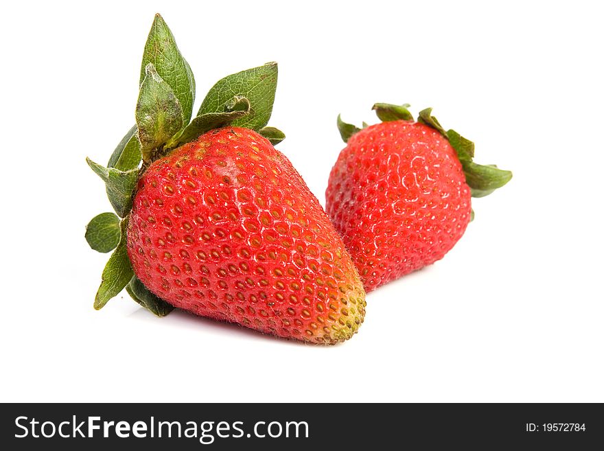 Image of two isolated strawberries with soft shadow. Image of two isolated strawberries with soft shadow.