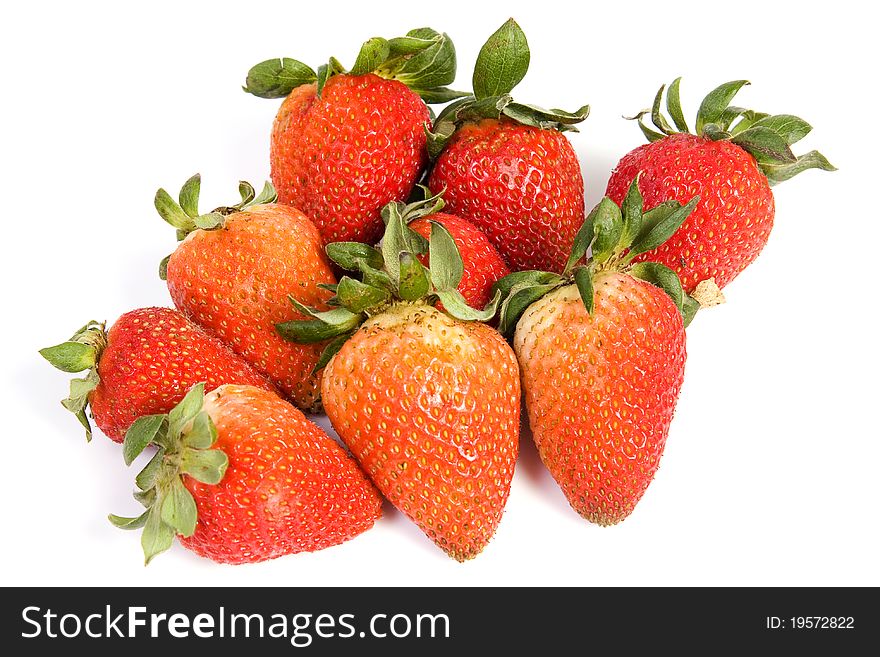 Fresh strawberries isolated on white with soft shadow. Fresh strawberries isolated on white with soft shadow.