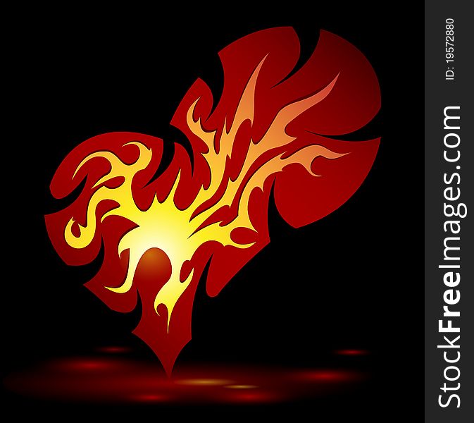 Vector burning heart creative design