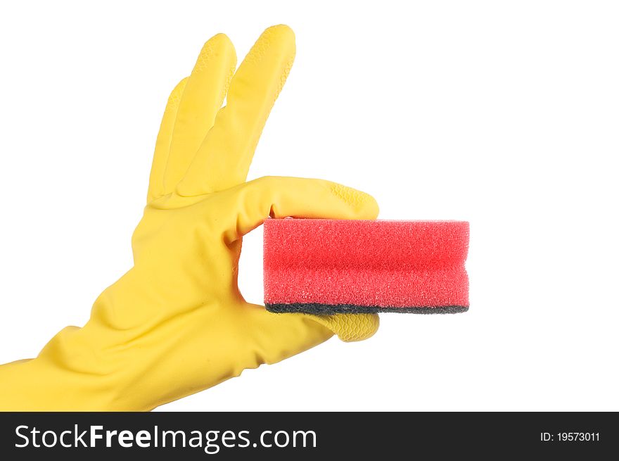 Hand in glove isolated over white background