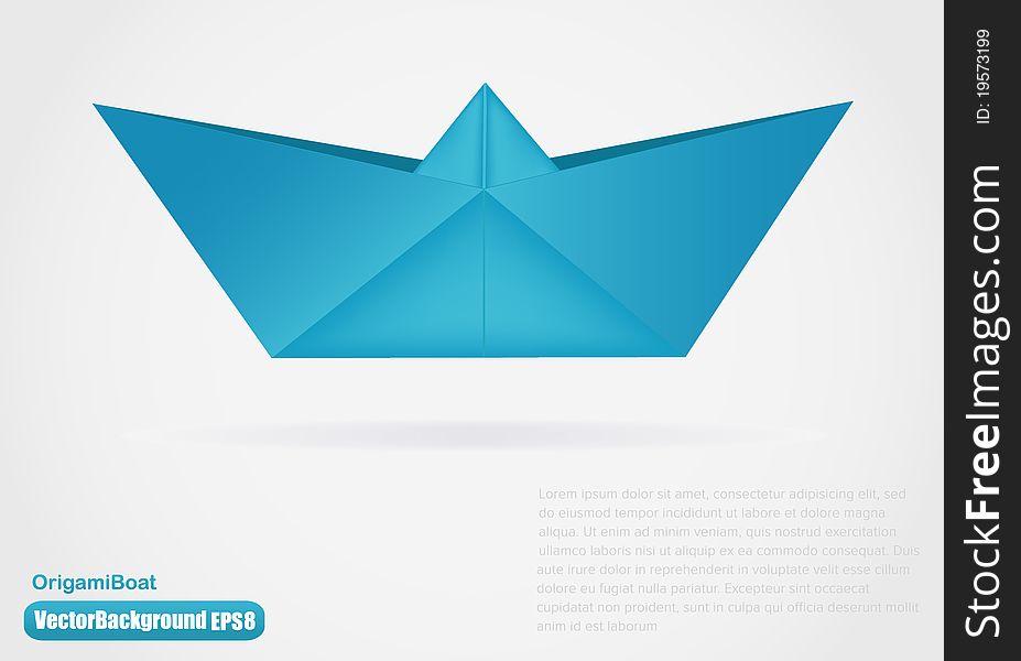 Blue Illustration Of Paper Origami Boat