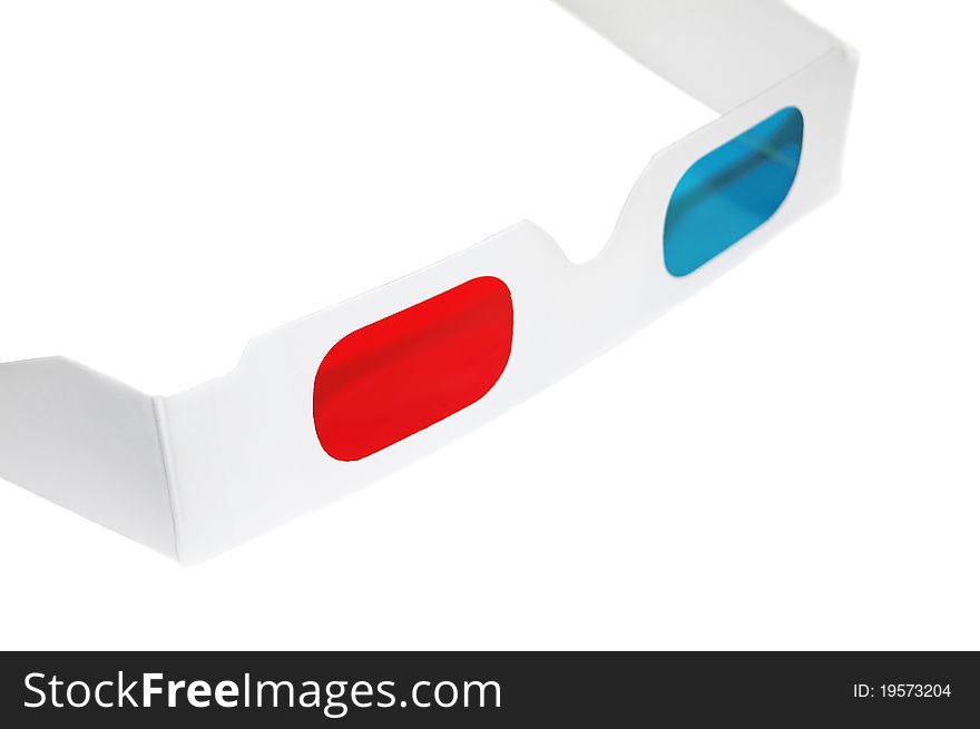 3d goggles with cyan-red glasses over a white background