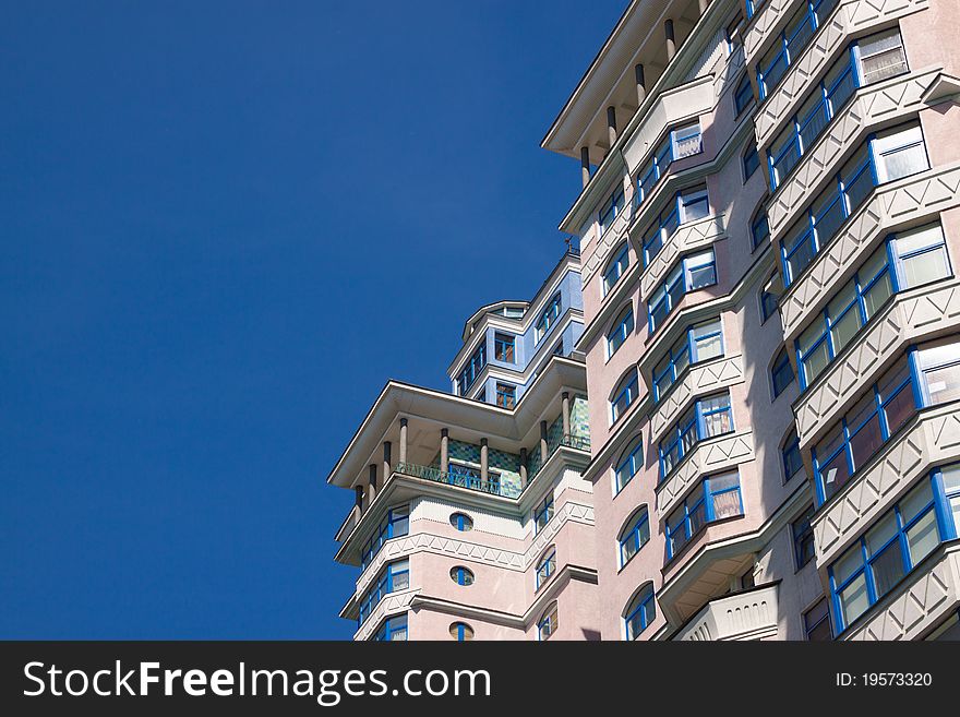 Beautiful big building on dark blue background